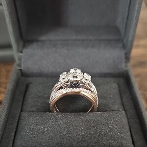 Zales Rose Gold and Silver Three-Stone Diamond Ring